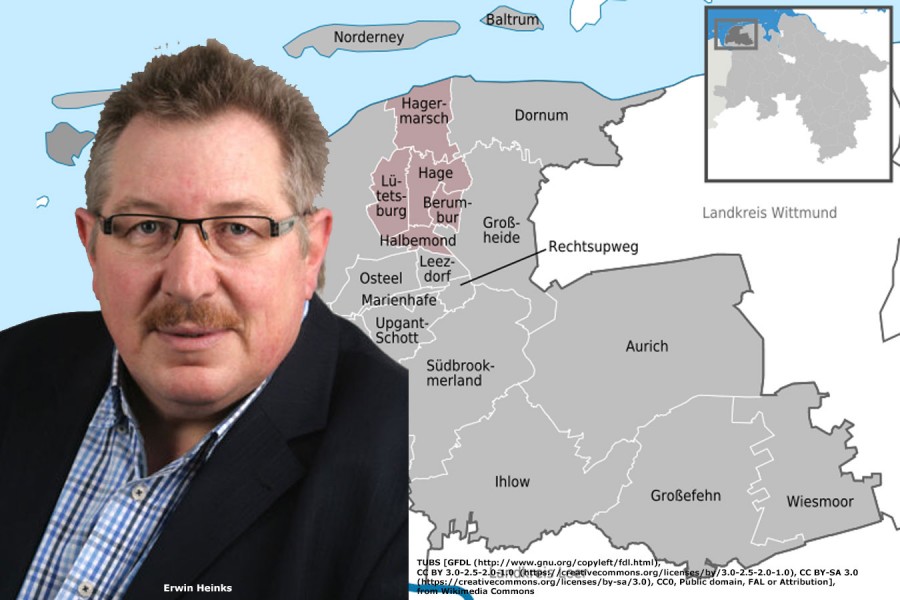 Karte von Hage und OV-Vorsitzender